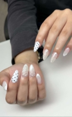 hard gel nails in downtown west palm beach nail salon in white and black nail design