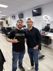 Brian (owner) and Chace Crawford barbershop in west palm beach